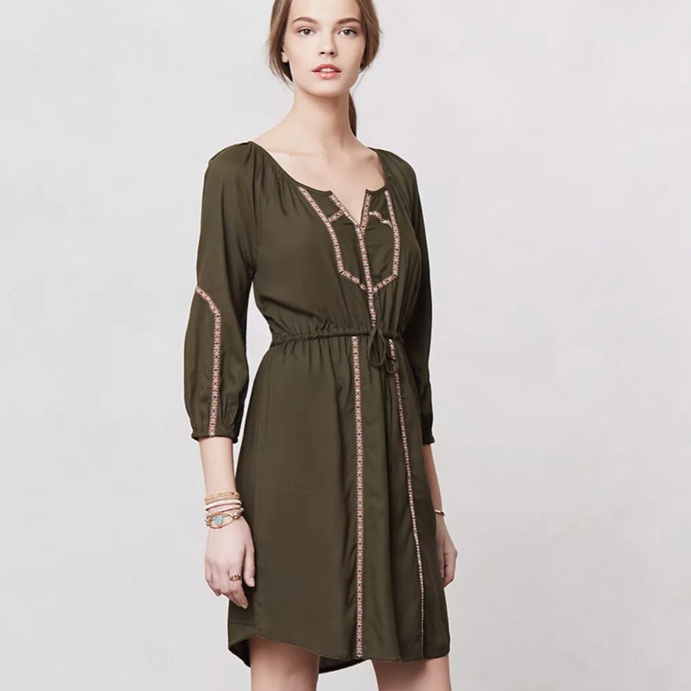 Anthro Edme & Esyllte Ribboned Peasant Dress
